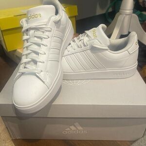 Adidas White and Gold Sneakers